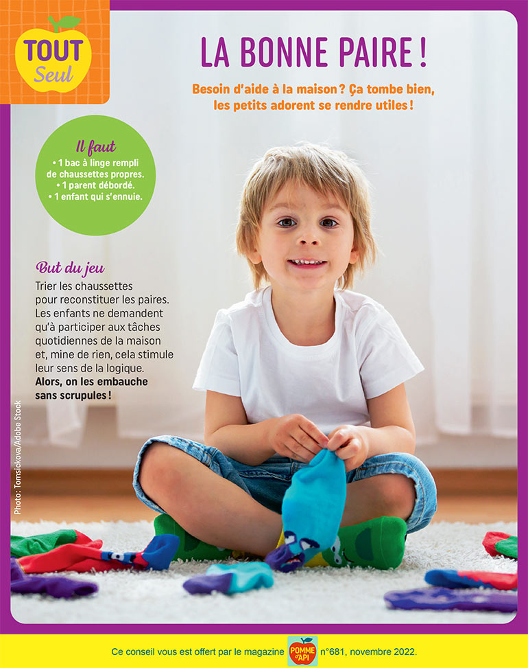 La bonne paire !, supplément pour les parents du magazine Pomme d'Api n°681, novembre 2022. Photo : Tomsickova/Adobe Stock.