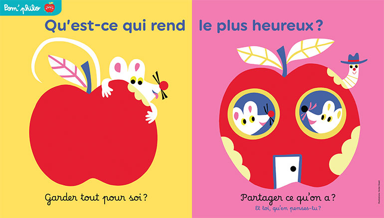 Extrait de Pomme d'Api n°719 : “Qu'est-ce qui rend le plus heureux”, une nouvelle rubrique “Philosophie” pour réfléchir sur le bonheur avec nos enfants (3-7 ans).