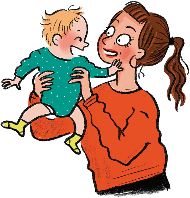 Une maman parle à son bébé.
