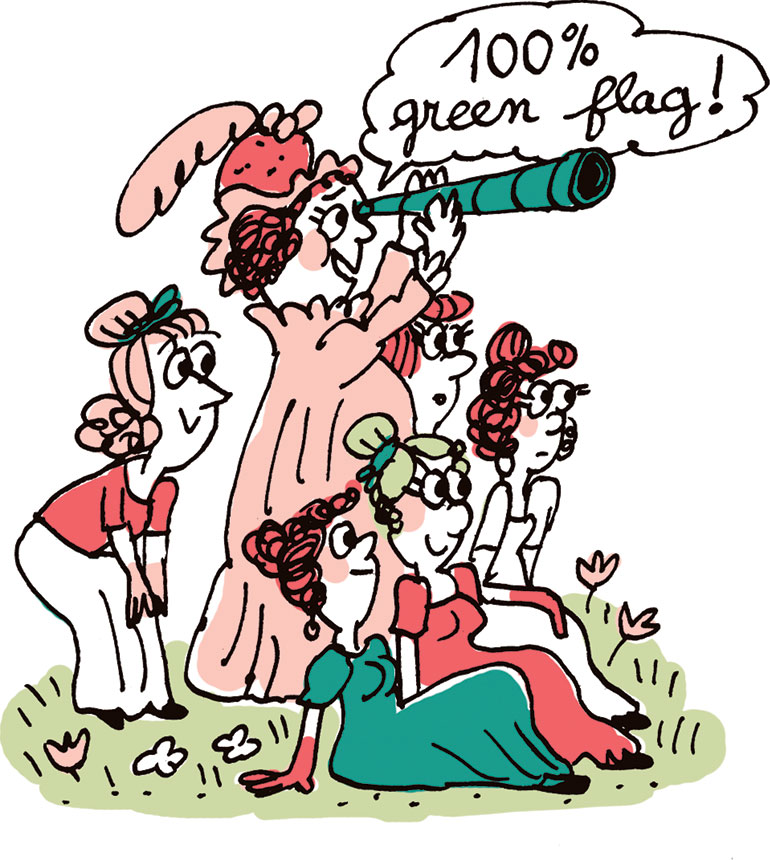 “Orgueil et préjugés” : toute l’histoire à lire en 1 minute chrono avec “Je bouquine”. Illustration : Marion Puech. Je bouquine n° 507.