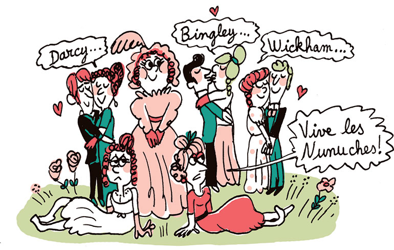 “Orgueil et préjugés” : toute l’histoire à lire en 1 minute chrono avec “Je bouquine”. Illustration : Marion Puech. Je bouquine n° 507.