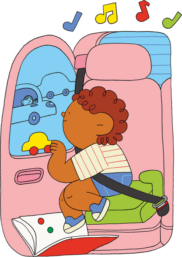 Voyager avec bébé : 6 conseils pour partir en toute sérénité. Popi n° 477, mai 2026. Illustration : Lou Gilles.