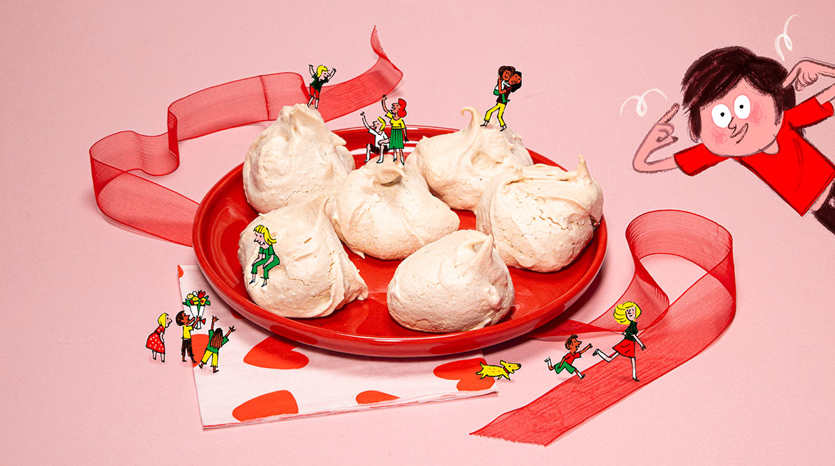 Fête des Mères et des Pères : meringues d'amour. Astrapi 1080.