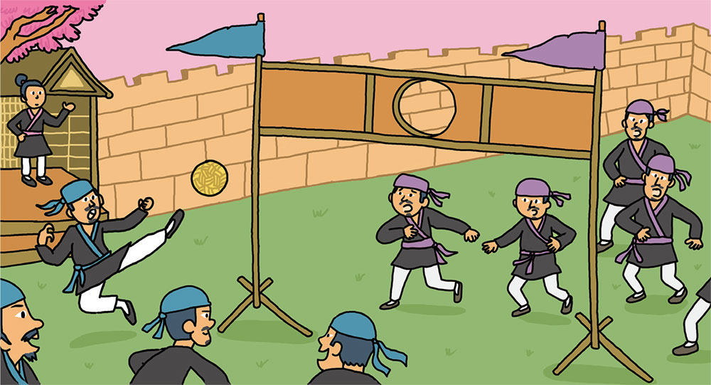 Il y a deux mille trois cents ans, des soldats chinois pratiquaient le cuju (illustration).