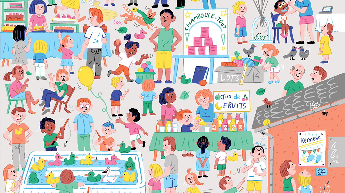 Illustration représentant une fête d'école.