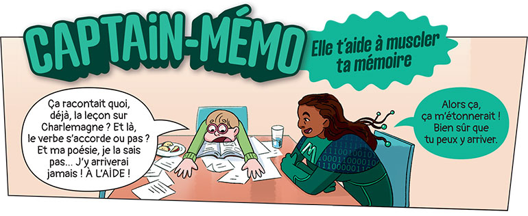 Captain-Mémo, le super héros d'Astrapi qui aide les enfants à muscler leur mémoire.