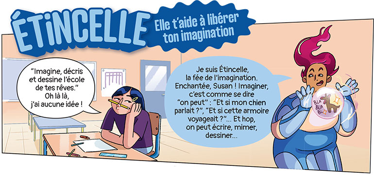 Étincelle : la super héroïne d’Astrapi qui aide les enfants à libérer leur imagination.