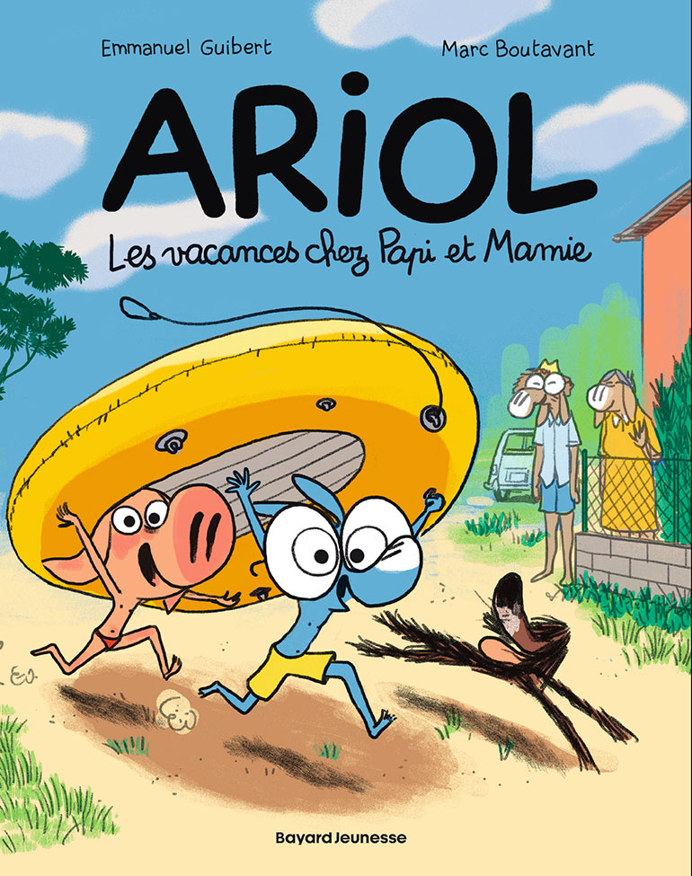 Ariol - Les vacances chez Papi et Mamie, écrit par Emmanuel Guibert et illustré par Marc Boutavant, éditions BD Kids. Dès 6 ans.