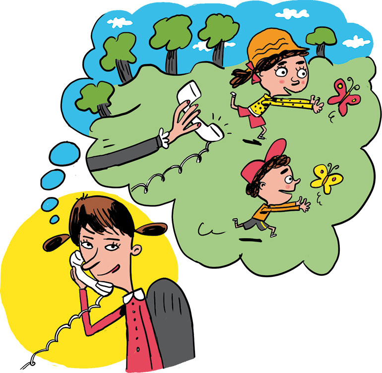 "Vacances sans papa maman - Comment se préparer à la séparation". Supplément pour les parents du magazine Pomme d'Api n°582, août 2014. Illustrations : Pierre Fouillet.
