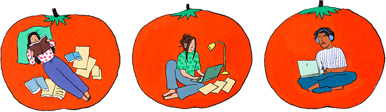 Illustration de la méthode Pomodoro expliquée dans le magazine Phosphore (