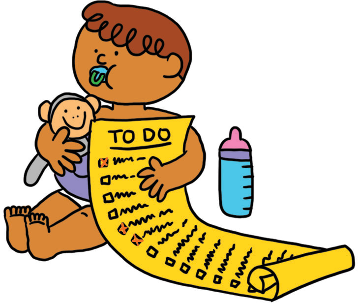 Illustration : un tout-petit tient une "to do list".