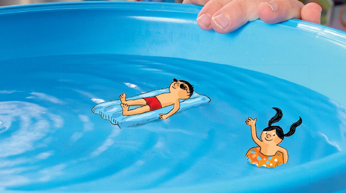“D'où viennent les vagues ?” - Une expérience du magazine Youpi n°394, juillet 2021 - Photo : Philippe Ughetto. Illustration : Rémi Saillard.