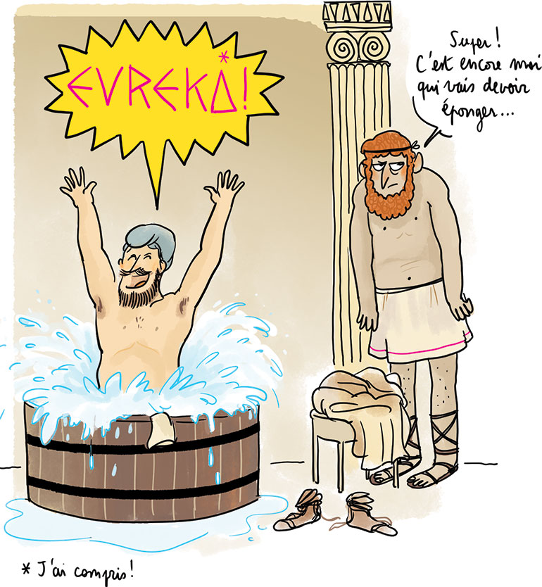 Archimède. “Eureka ! Ces savants géniaux venus de Grèce”, article publié dans le magazine Okapi n° 1250, 15 septembre 2026. Illustrations : Zelda Zonk.