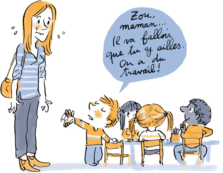La rentrée en maternelle en 10 questions-réponses. Supplément Parents Pomme d'Api n°583, septembre 2014. Illustrations : Robin.